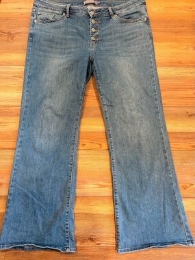 Just USA Light Blue Button-Front Flare Jeans